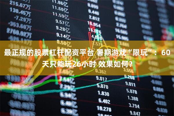 最正规的股票杠杆配资平台 暑期游戏“限玩”：60天只能玩26小时 效果如何？