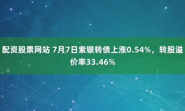 配资股票网站 7月7日紫银转债上涨0.54%，转股溢价率33.46%